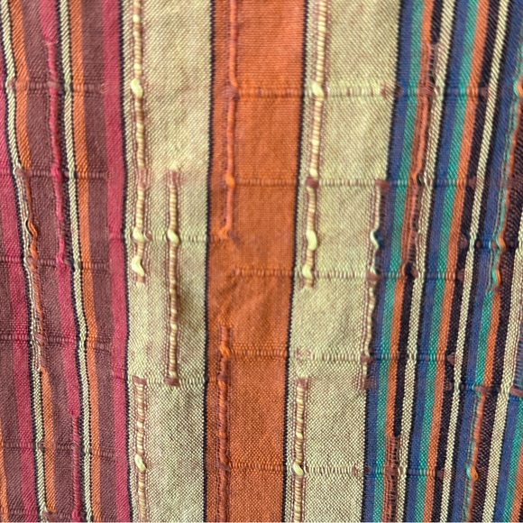 The Territory Ahead Stripe V-neck Button Front Blouse Long Sleeve Textured Woven - Picture 9 of 10